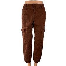 Sanctuary Women's Brown High Waisted Loose Fit Straight Trousers Cargo Pants 30