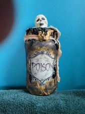 Halloween Glass Witch Potion Bottle Hand Crafted Apothecary Rustic One of a Kind