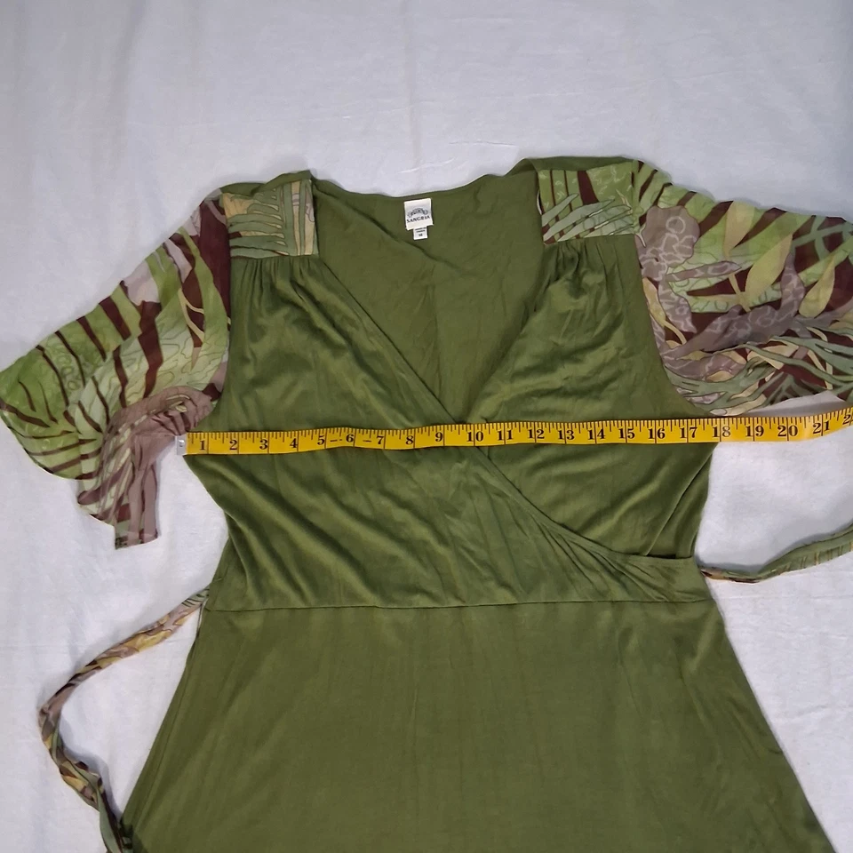 Vestido Sangría Seda Manga Abertura Bosque Etéreo Hada Goblincore Corbata Cintura Talla 14 Foto 2 de 4