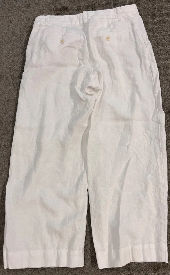 Madewell Harlow Wide-Leg Pants White Linen Career Office Womens 6P - Image 3 of 4