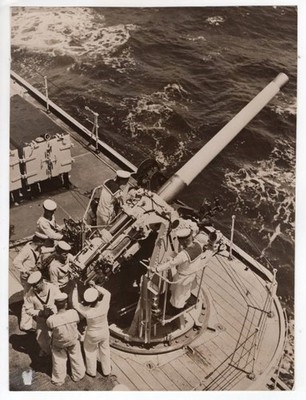 1939 Australian HMAS Cruiser Sydney 4.1 inch Anti-Aircraft Gun Orig. News Photo