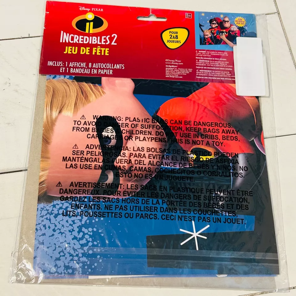 Disney Increíbles 2 Juego Fiesta Cumpleaños (coloca la máscara en jack-jack) NUEVO Foto 2 de 4