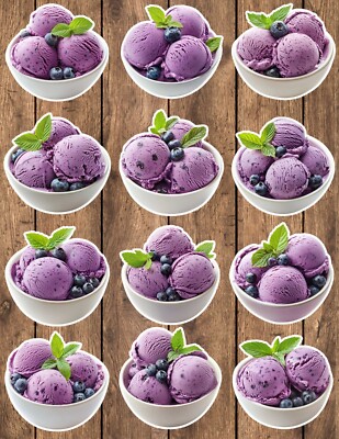 Blueberry Ice Cream Die Cut Vinyl Stickers Set Scrapbooking Laptop Water Bottle