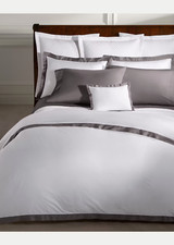 Ralph Lauren 624TC Organic Cotton Sateen Border Full/Queen Duvet Cover Graphite