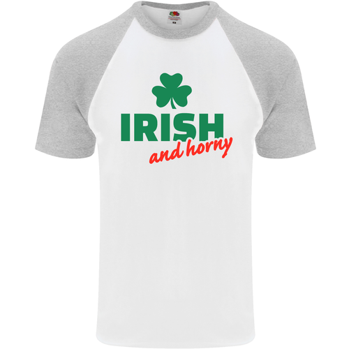 Irish and Horny St Patricks Day Mens s/S Baseball T-Shirt - Picture 34 of 50
