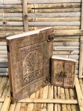 13" large Leather , Tree Of Life,  Papers pack of 2 big small Embossed Blank