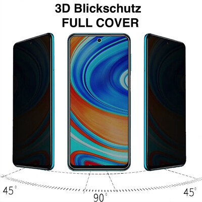 Xiaomi Redmi Note 8 Pro Blickschutz Panzerfolie Privacy Schutzglas AntiSpy Glas