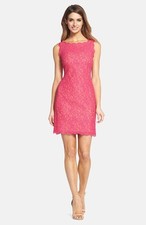 Adrianna Papell Boatneck Lace Sheath Dress ( Size 14)