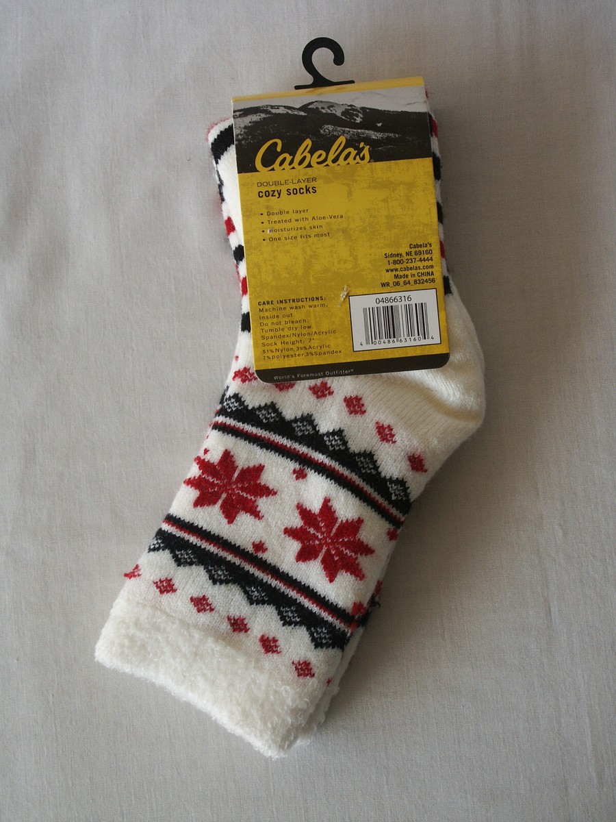 S Cabelas Women's Socks 1 Pair Double Layer Cozy Aloe Vera