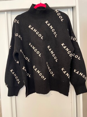 Kangol x H&M Oversize Schwarz Pullover Mock Rollkragenpullover Pulli Gr. M