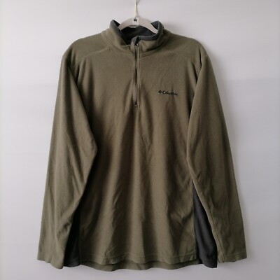 Columbia Mens Green Long Sleeve Quarter Zip Fleece Pullover Sweater Size L