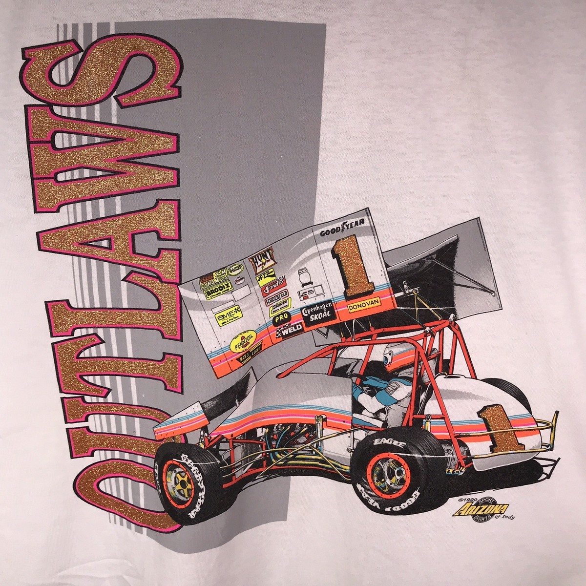 Outlaws L Racing Sprint Car 1990 T Shirt NARC SCRA Dirt