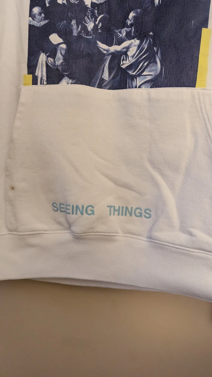 Felpa con cappuccio Off White x Virgil Abloh diagonale spazzolata Caravaggio taglia M *AUTENTICA*