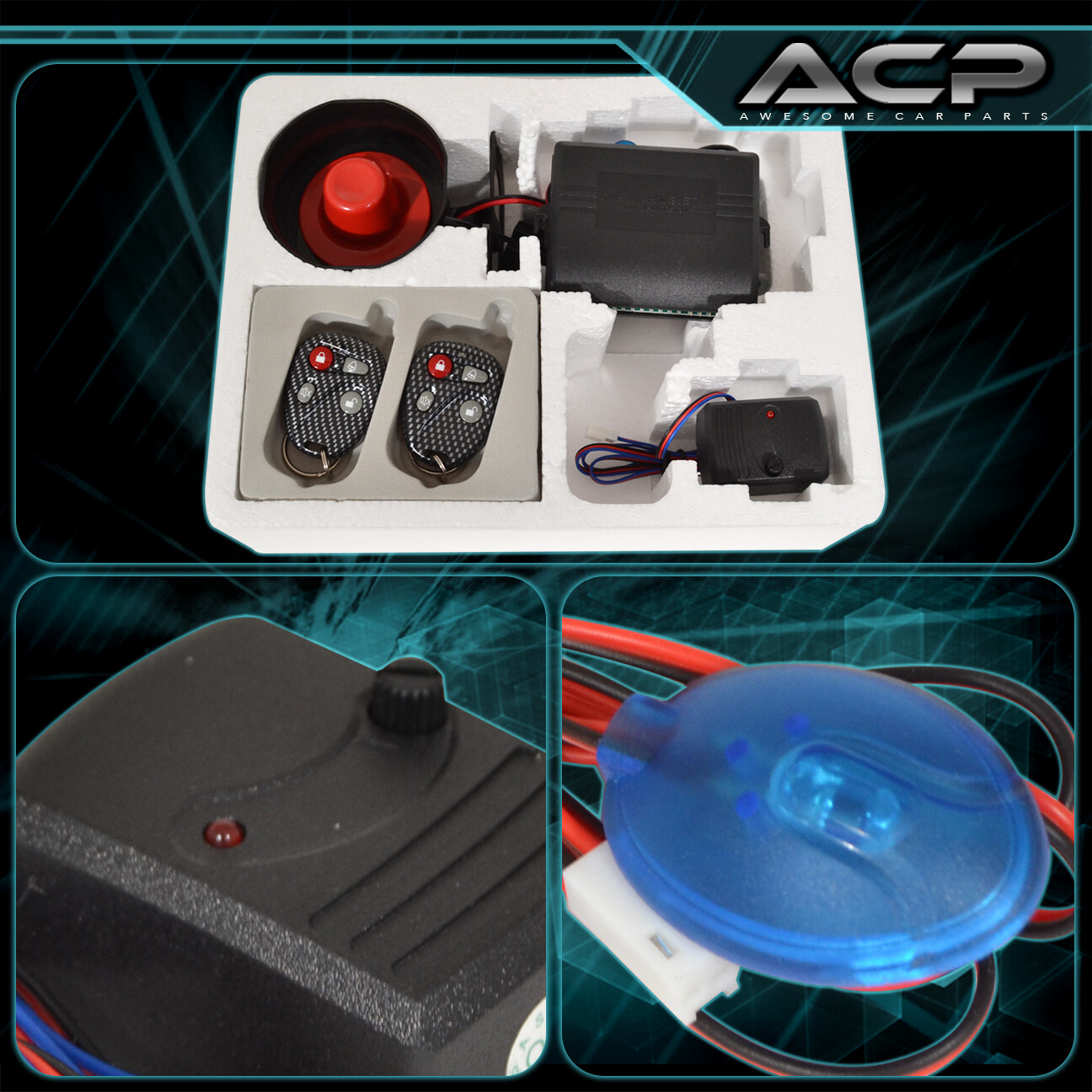 Car Alarm Protection Security System Entry Siren Carbon Remote Control For Chevy