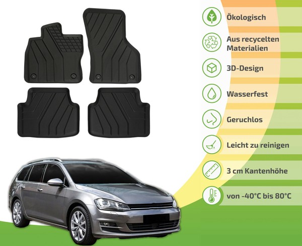 GummifußMatten Fussmatten Eco Friendly FüR VW Golf Ab 2014 Sportsvan-image