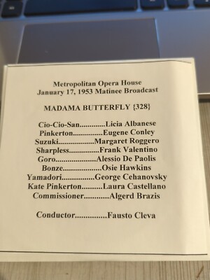LIve Recorded Opera CD -1574 Butterfly Albanese Roggero Valentino De Paolis