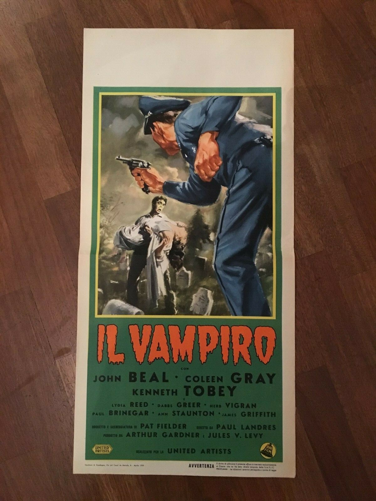 Locandina originale film Il vampiro (1957) - Regia di Paul Landres