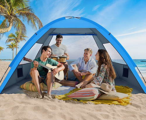 MOVTOTOP Folding Beach Tent Portable Sun Shelter UPF 50+ Blue for 2-3 people - Picture 4 of 9