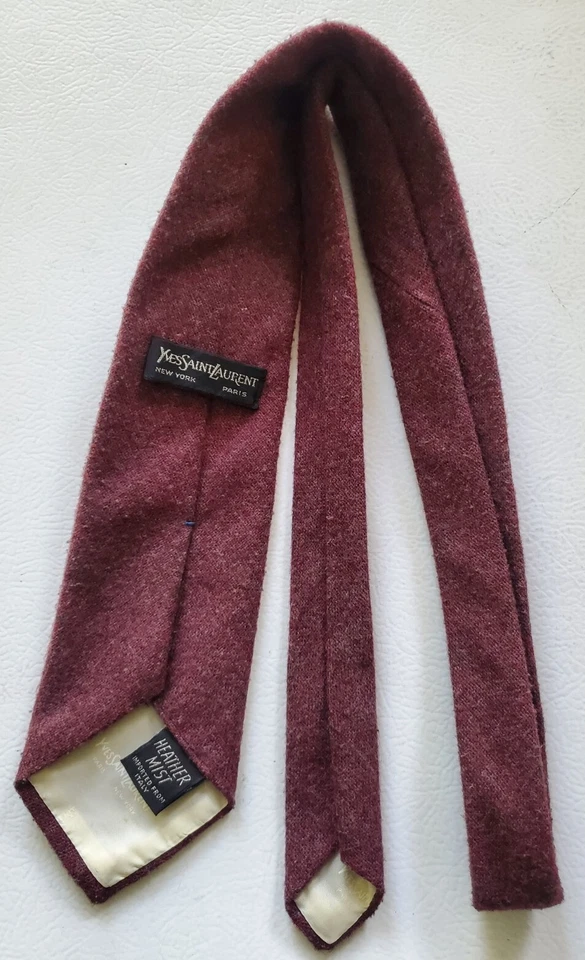 Yves Saint Laurent Heather Mist Solid Oxblood tie 3" X 55" . Made In Italy. - Image 3 of 4