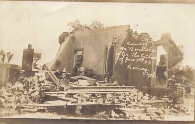 Ruins Of Mr Bond's Residence After The Cyclone, Kearney, Nebraska NE RPPC 1908