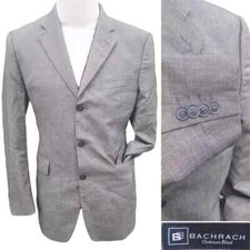 Bachrach Gray Blazer Mens 42R Cashmere Wool Suit Jacket Nailhead Double Vent Mod