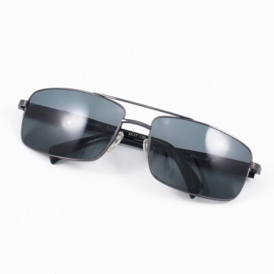 Zilli 'Pommard' Dark Ruthenium and Black Acetate Sunglasses with Gray Lenses