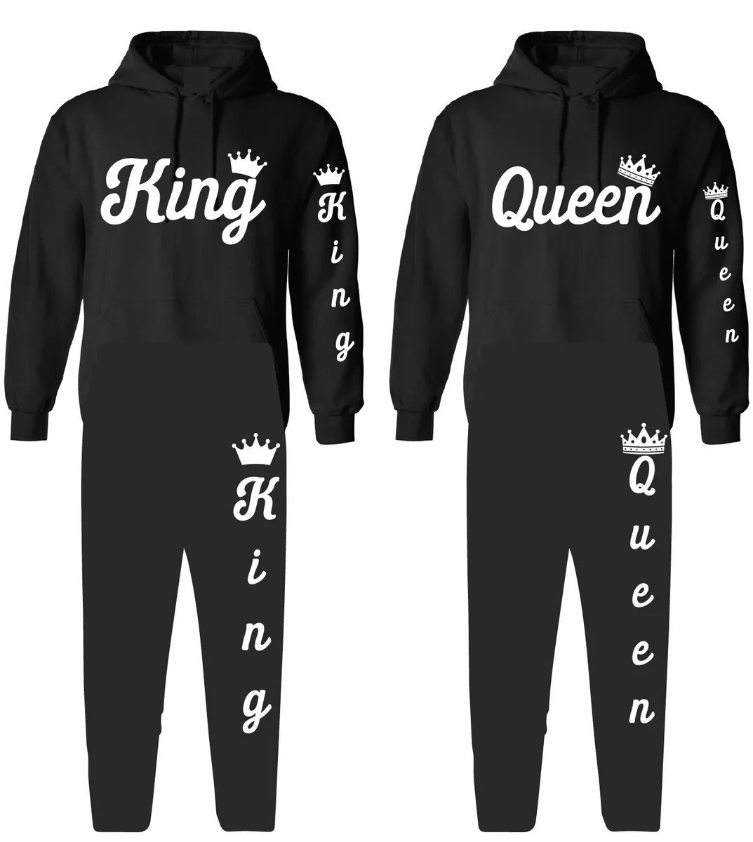 King queen matching black outfit for couple hoodie and