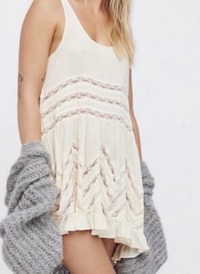 Free People Intimately She Swings Lace Slip Trapeze Swing Mini