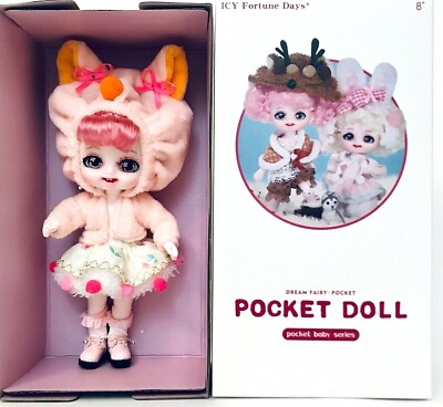 DBS ICY Fortune Days Dream Fairy 1/8 BJD Posable 6.3'' Orange Cat Pocket Doll