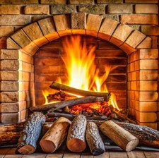 Fireplace Surround Real Fire Grotto Christmas Scene Setter Sticker Decal Print