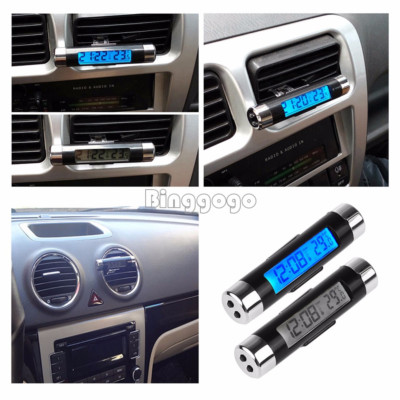 2 in 1 LED Digital Car Clock Thermometer Temperature Auto LCD Backlight New