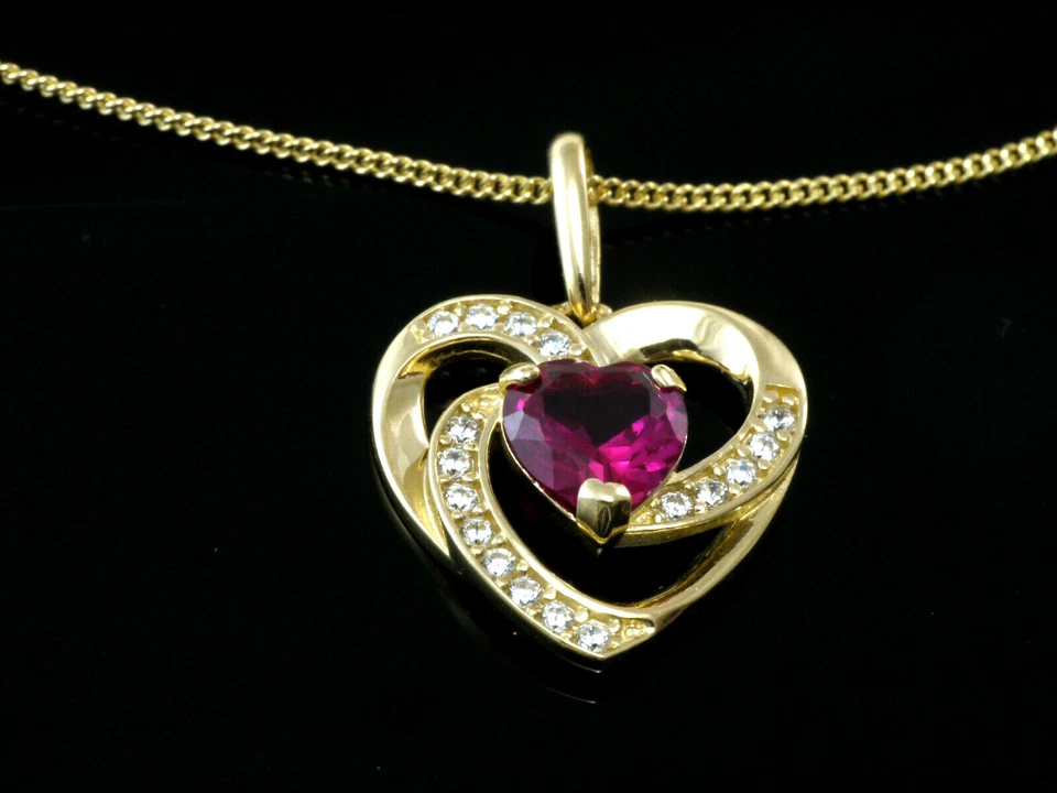 Goldkette mit Herz Anhänger in 333   585 750 Gelbgold   verschiedene Designs - Bild 3 von 4