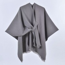 women's gray warm shawl cape cloak