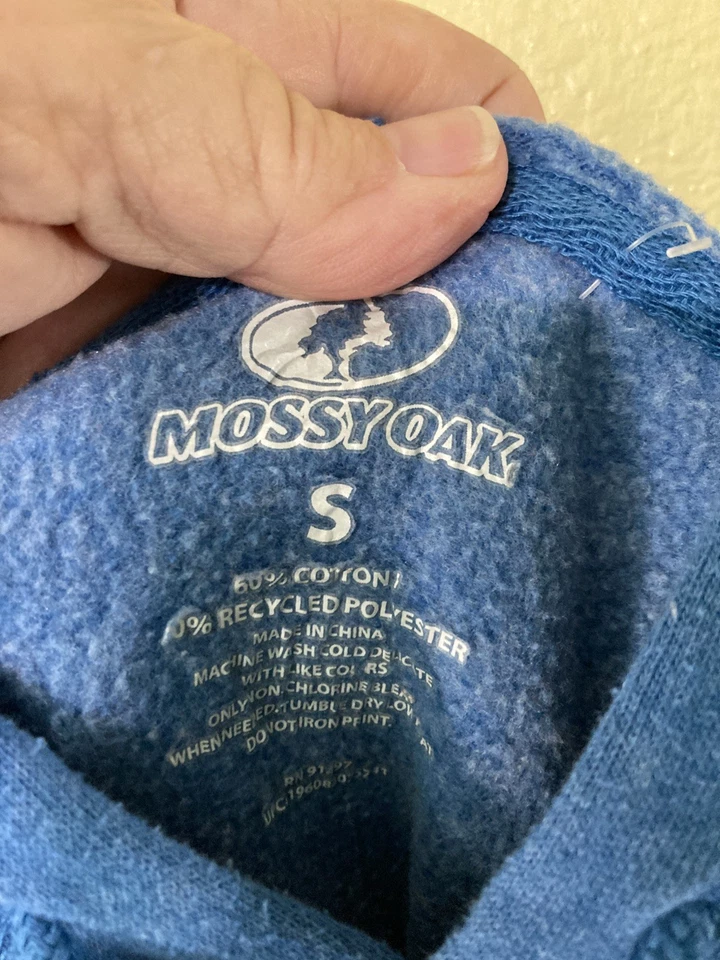 Mossy Oak Hoodie Unisex Size S Blue EUC - Image 4 of 4