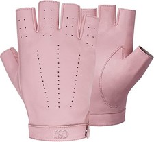 GSG Women Fingerless Leather Gloves - Driving Motorcycle Biker X-Large Pink