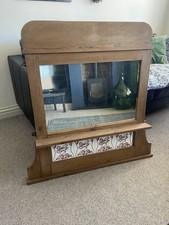 Beautiful Antique  Over Mantel foxed Mirror with Art Nouveau tiles
