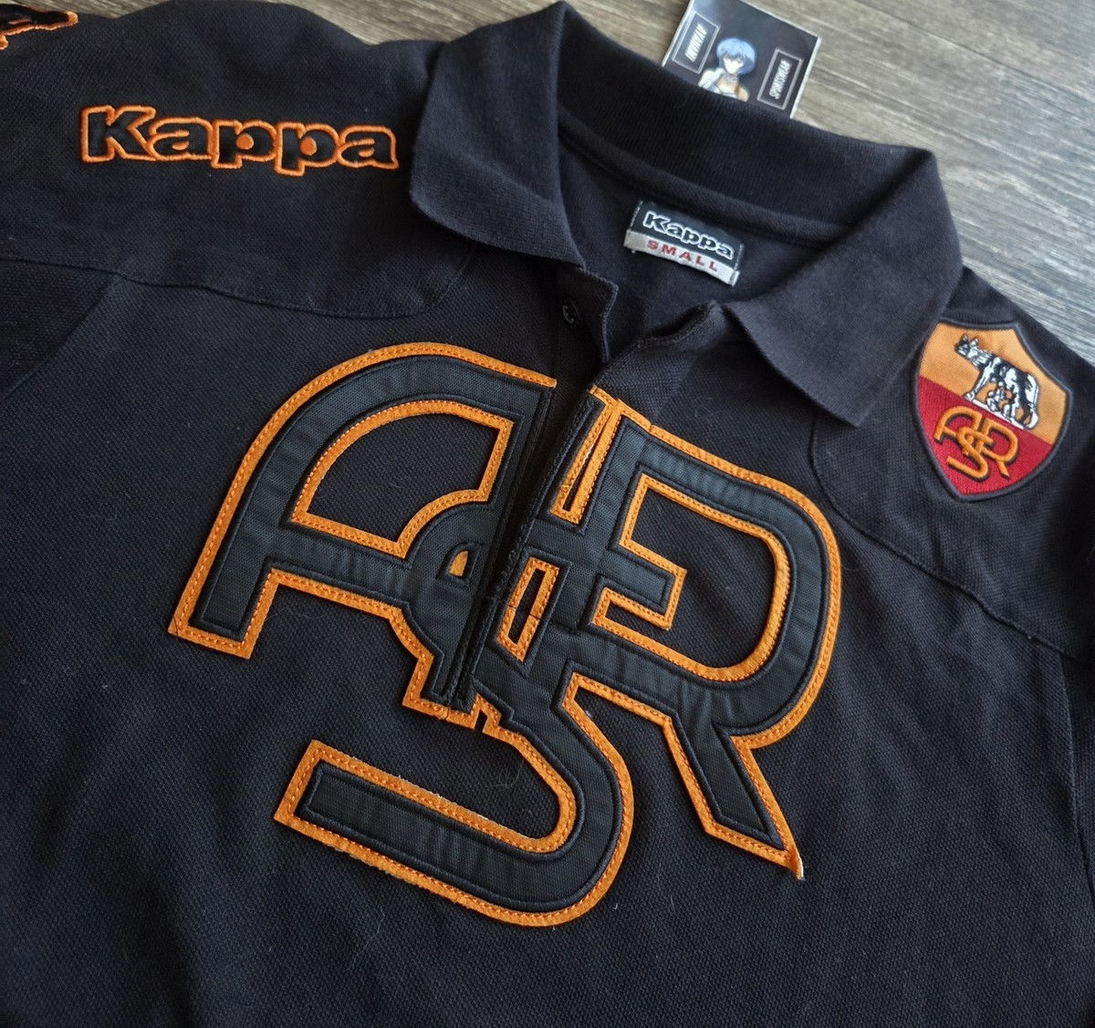 Kappa AS Roma Italy Italia Calcio Polo Shirt Mens Size Small Black