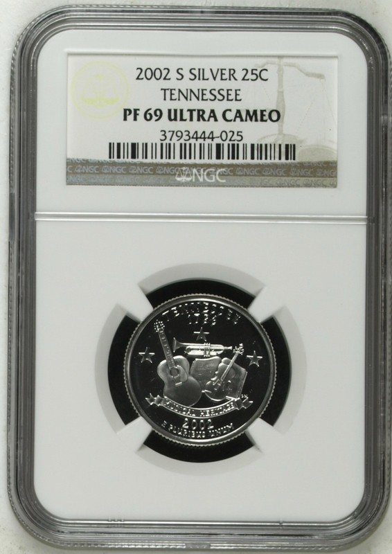 2002 S SILVER 25C TENNESSEE NGC PF69 ULTRA CAMEO