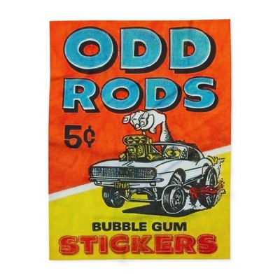 Fleece Blanket - ODD RODS 1970 BUBBLE GUM STICKER MONSTER CAR CARD WRAPPER ART