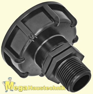 IBC Container Adapter S60x6 Deckel Wassertank Kappe Außengewinde 1/2 3/4 1'' Zoll