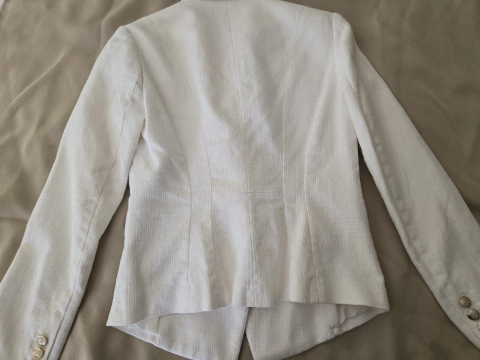 Whbm White Cotton Blazer - 2 - Dbl Breasted, Silver Buttons - Image 4 of 4