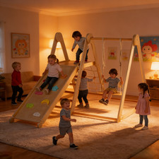 Klettergerüst Kinder Kletterwand Indoor Spielplatz Kletterturm Holz