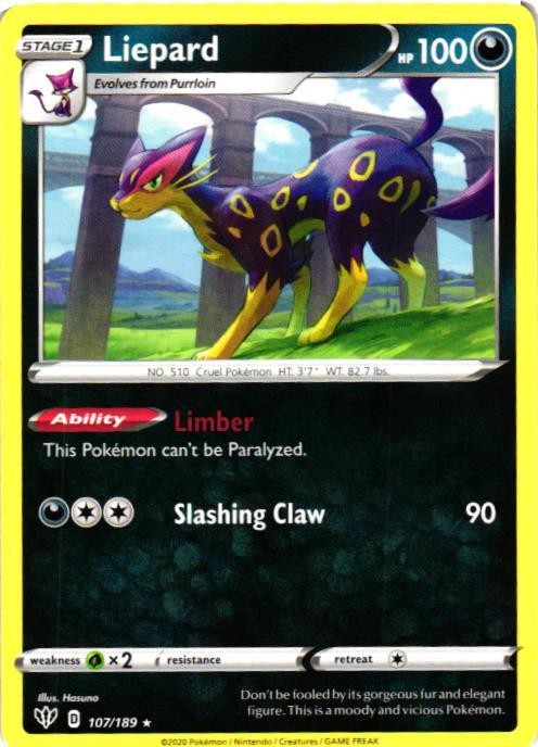 Liepard 107/189 Rare Darkness Ablaze Pokemon Near Mint