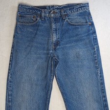 VTG Levis 505 Red Tab Straight Jeans Men 34x34 Faded Wash Wallet Made In USA Y2K
