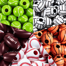 250 Pcs 12Mm Football Sports Beads for Jewelry Making Bracelet