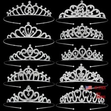 10 Pcs Silver Crystal Princess Tiaras - Bulk Rhinestone Crowns for Xmas,