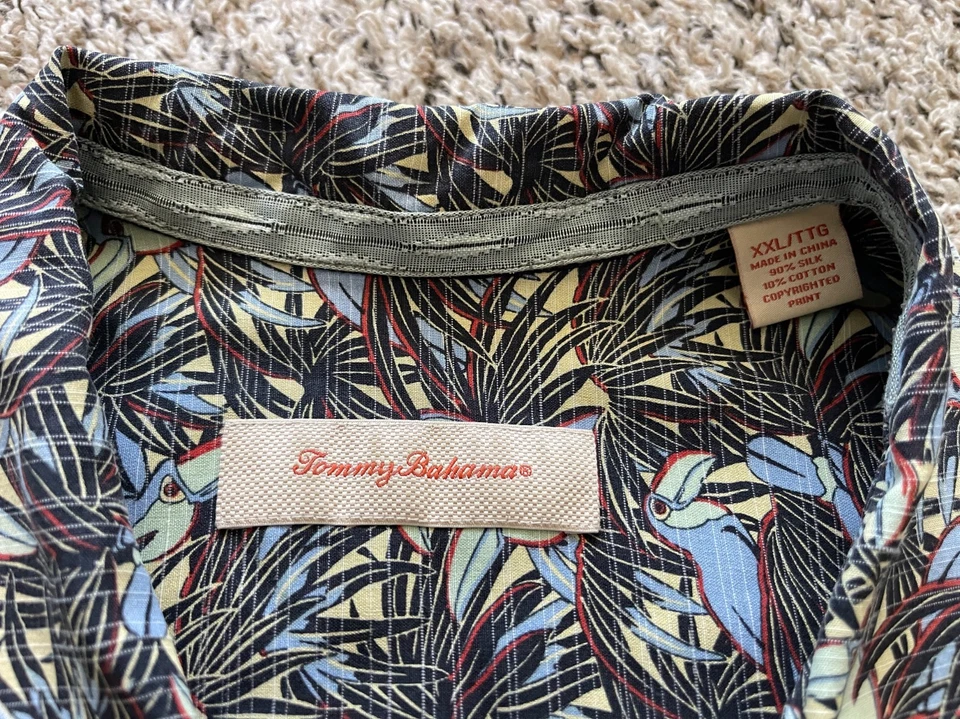 Tommy Bahama Shirt Mens XXL Toucan Loop Collar Short Sleeve Silk Blend - Image 3 of 4