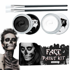 Halloween Gesichtsbemalung Set - Schwarz Weiß Schminke für Karneval