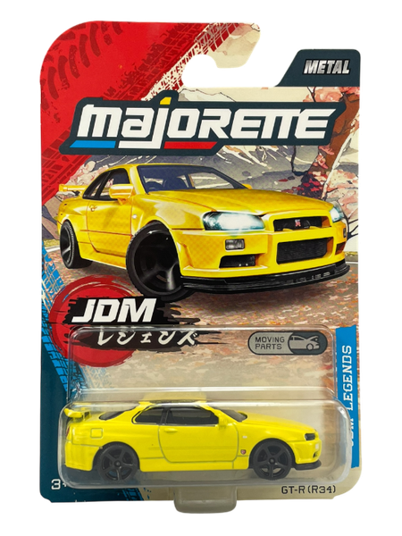 Majorette Jdm Legends Nissan Skyline GT-R (R34) Gelb 1:64 Neu Metal Model-image