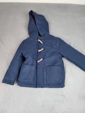 Oshkosh Bgosh Toggle Coat Kids 2T Blue Sherpa Lined Jacket Flannel Lined Hooded